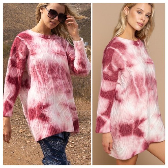 POL Cranberry Blend Oversized Sweater Tunic Top - Picture 12 of 14